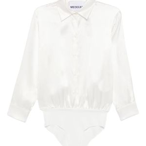 MEDEA White Button-Up Silk Shirt