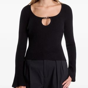 Karl Lagerfeld Black Logo-Plaque Cut-Out Sweater