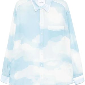 Moschino Blue Graphic-Print Shirt for men