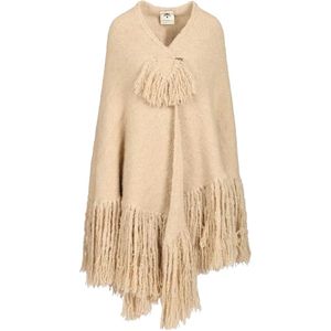 Chiara Is Natural Manta Fringed-Trim Shawl