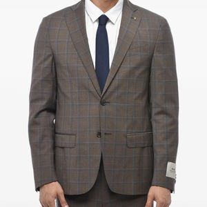 Corneliani Grey Checked Single-Breasted Suit for men