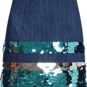 Miu Miu Sequin Embroidered Denim Skirt ブルー