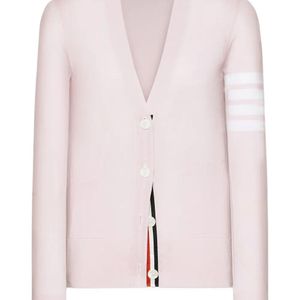 Thom Browne Pink Sleeve-Detail V-Neck Cardigan