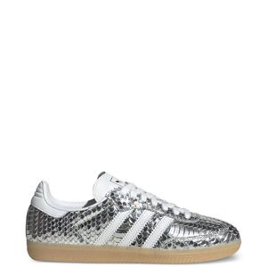 Adidas White Samba Snakeskin-Effect Striped Sneakers