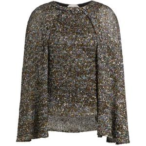 Alberta Ferretti Grey Sequin-Embellished Cape-Style Blouse