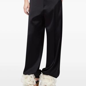 GIUSEPPE DI MORABITO Black Satin Floral-Detail Trousers