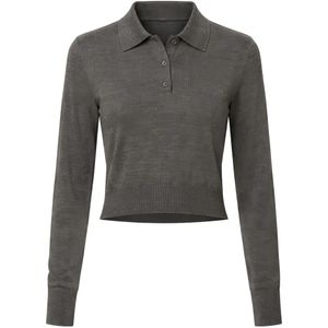 ÉTERNE Grey Journey Long Sleeve Polo Top