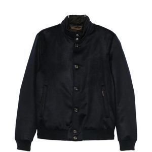 Moorer Black Button-Fastening Bomber Jacket for men