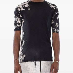 MD75 Black T-Shirt En Maille À Manches Courtes Et Effet Usé for men