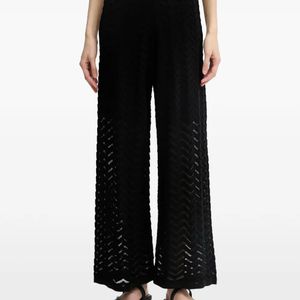Joseph Ribkoff Black Herringbone-Pattern Palazzo Pants