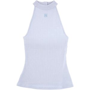 Amiri White Ribbed-Knit Halterneck Top