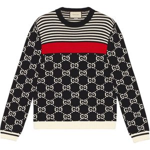 Gucci GG And Stripes Knit Sweater in het Zwart voor heren