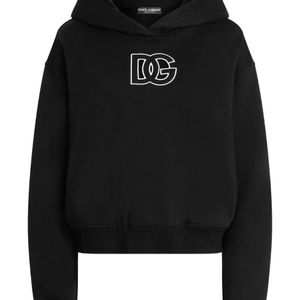 Dolce & Gabbana Black Cotton Sweatshirt With Dg Embroidery