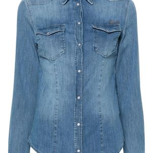 Liu Jo Blue Logo-Appliqué Denim Shirt