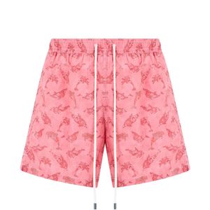Fedeli Pink Dolphin-Print Drawstring Swim Shorts for men