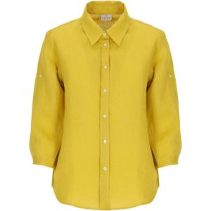 Emme Yellow Button-Up Three-Quarter-Sleeved Shirt