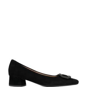 SERGIO MORETTI FIRENZE Black Buckle-Detail Block-Heel Pumps