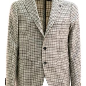Tagliatore Gray Houndstooth Button Jacket for men
