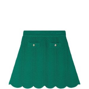 Sandro Green Wave-Pattern Knitted Mini Skirt