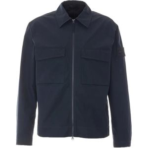 Stone Island Blue Logo-Patch Zip-Up Jacket for men