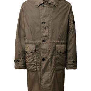 C P Company Grey Button Patch-Pocket Coat for men