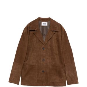 Alpha Studio Brown Patch-Pocket Suede Blazer