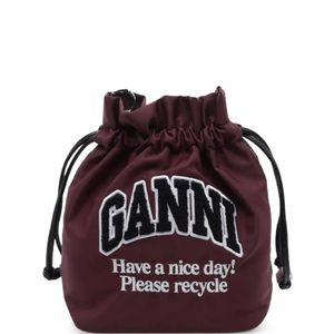 Ganni Rot Beuteltasche Mit Logo-Patch