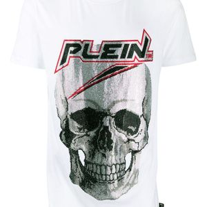 Philipp Plein T-Shirt mit Strass-Totenkopf in Weiß für Herren