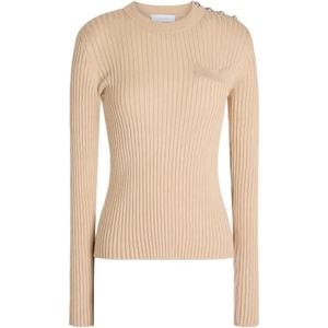 Rabanne White Button Ribbed Jumper