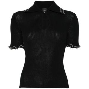 Pinko Black Keyhole-Collared Polo Shirt