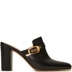 Twinset Black Leather Mules With Buckle