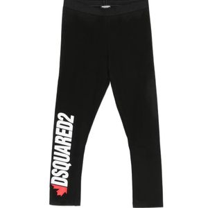 DSquared² Black Logo-Print Cotton Leggings