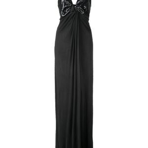 Galvan スパンコール ロングドレス ブラック