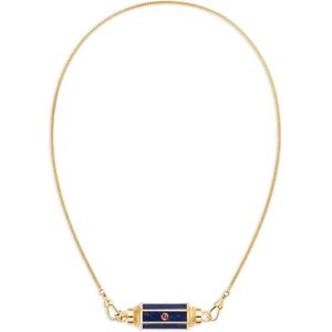 Marie Lichtenberg White Baby Locket Ruby Lapis Necklace