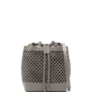 Brunello Cucinelli Grey Monili Chain-Net Leather Bucket Bag