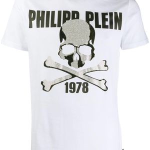 メンズ Philipp Plein スカル ラウンドネック Tシャツ ホワイト