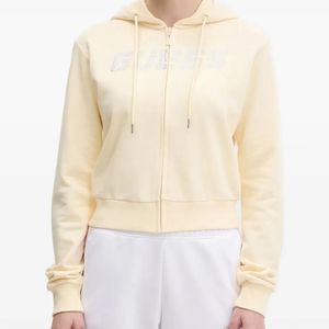 Guess White Primula Zip-Up Cotton Hoodie