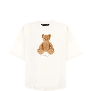 Palm Angels White Bear-Print T-Shirt for men