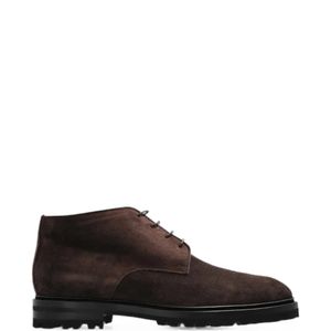 Kiton Brown Lace-Up Suede Boots for men