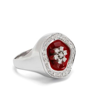 Ilaria Icardi White 18K The Flower Diamond Signet Ring
