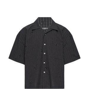 Mastermind Japan Blue Distressed Striped Shirt for men