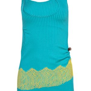 Christopher Esber Blue Lace-Trim Ribbed Mini Dress
