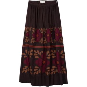 Antik Batik Purple Axo Floral-Appliqué Maxi Skirt