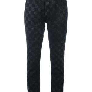 Marc Jacobs Checker Print Flood Stovepipe Jeans in het Zwart