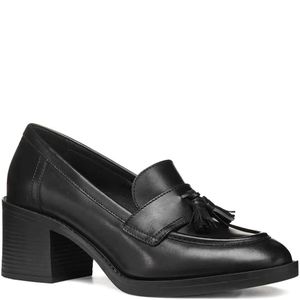 Geox Black Tassel-Detail Block-Heel Mules