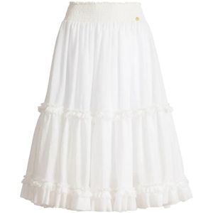 Balmain White Long Gathered Skirt