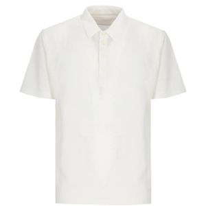 120% Lino White Short-Sleeved Polo Shirt for men