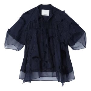 3.1 Phillip Lim Blue Embroidered Ruffled Blouse