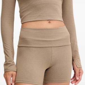 Casall Brown Sublime Fold-Over Shorts
