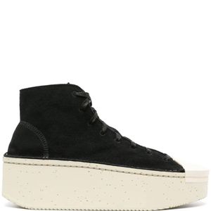 Y-3 Black Lace-Up Platform Sneakers for men